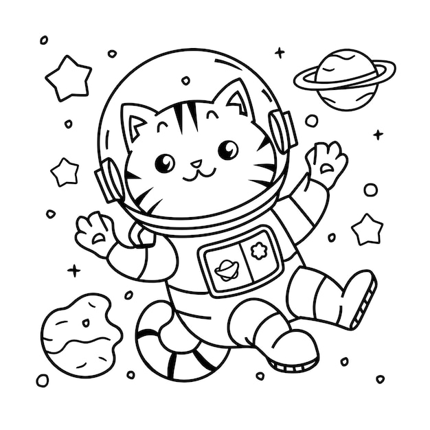 galactic cat coloring page