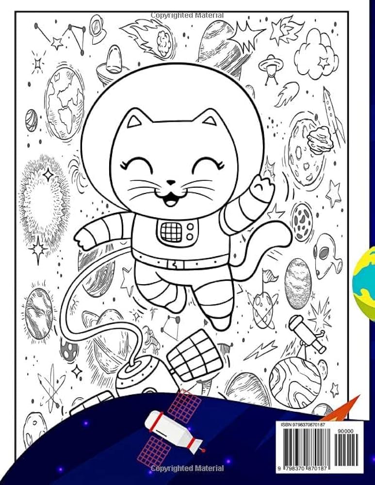 galactic cat coloring page