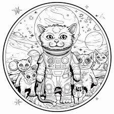 galactic cat coloring page