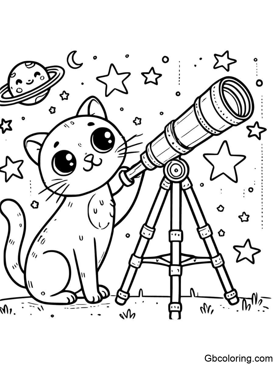 galactic cat coloring page