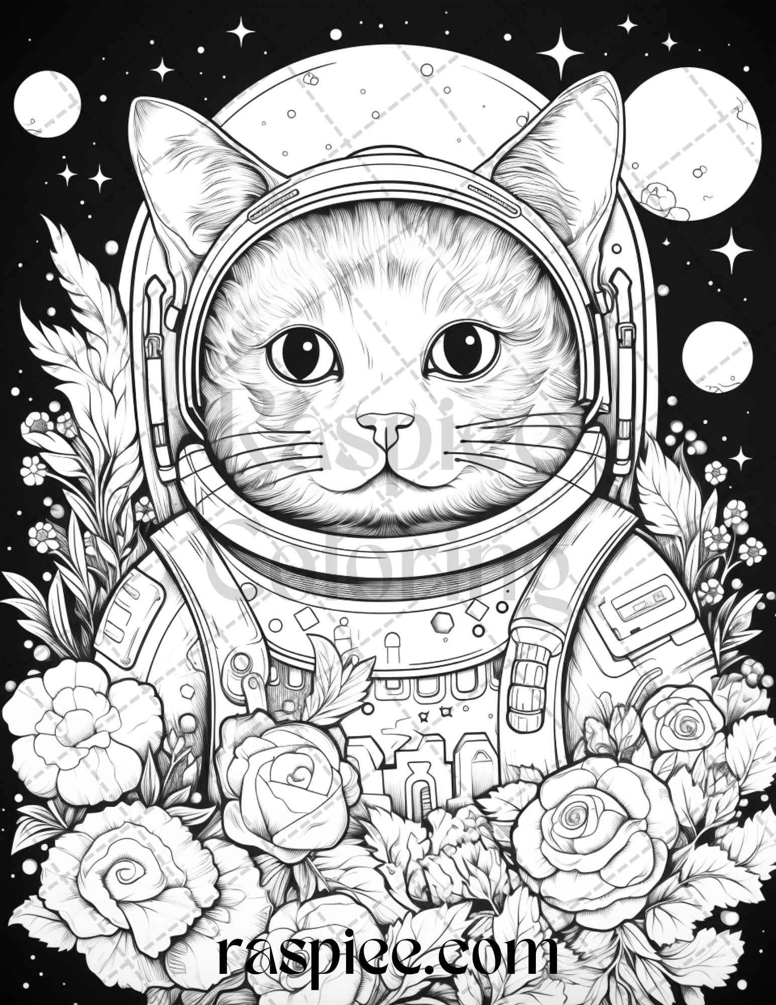 galactic cat coloring page