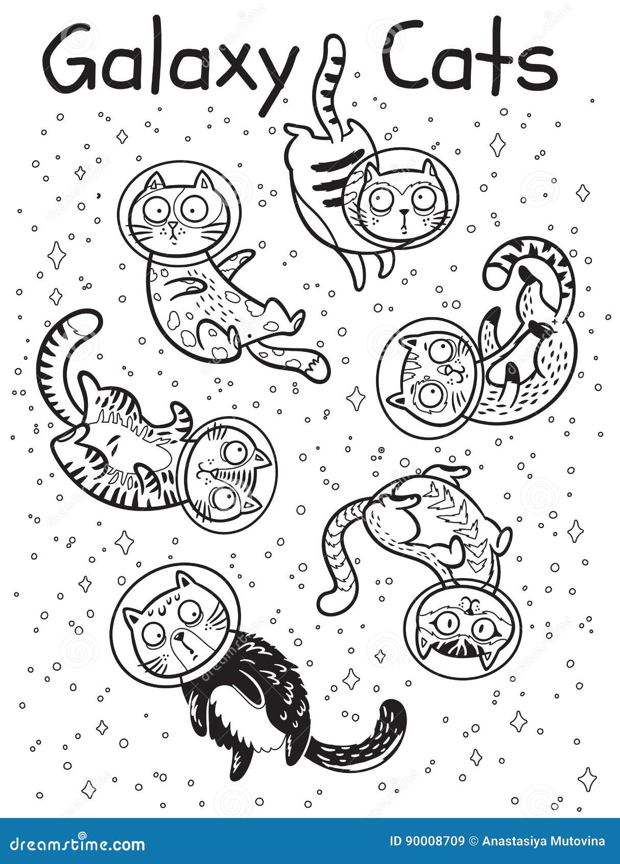 galactic cat coloring page