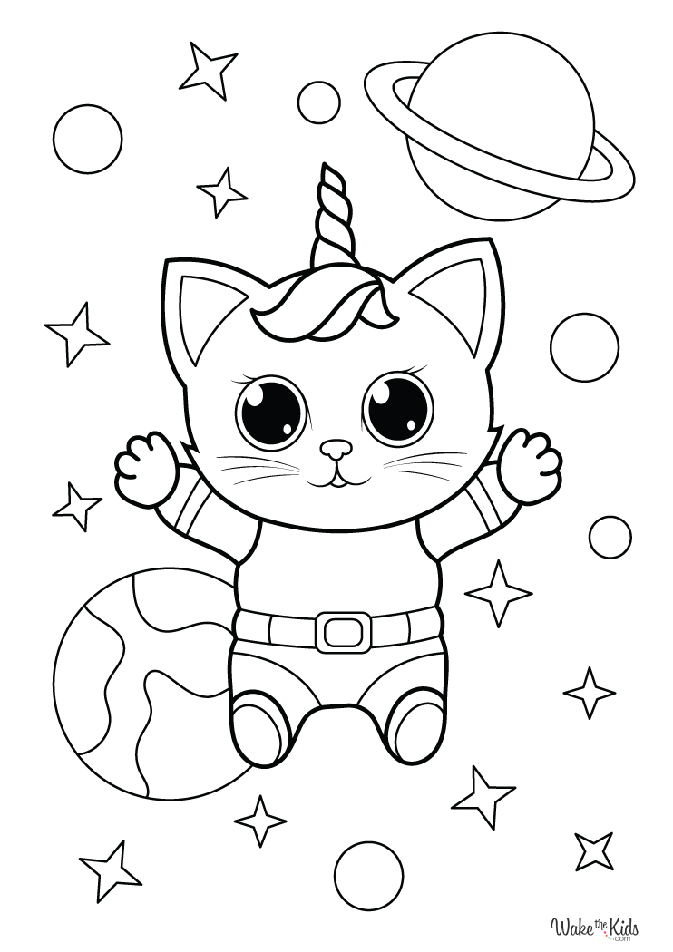 galactic cat coloring page