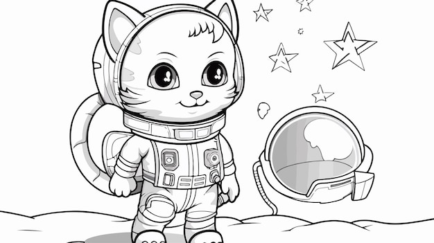 galactic cat coloring page