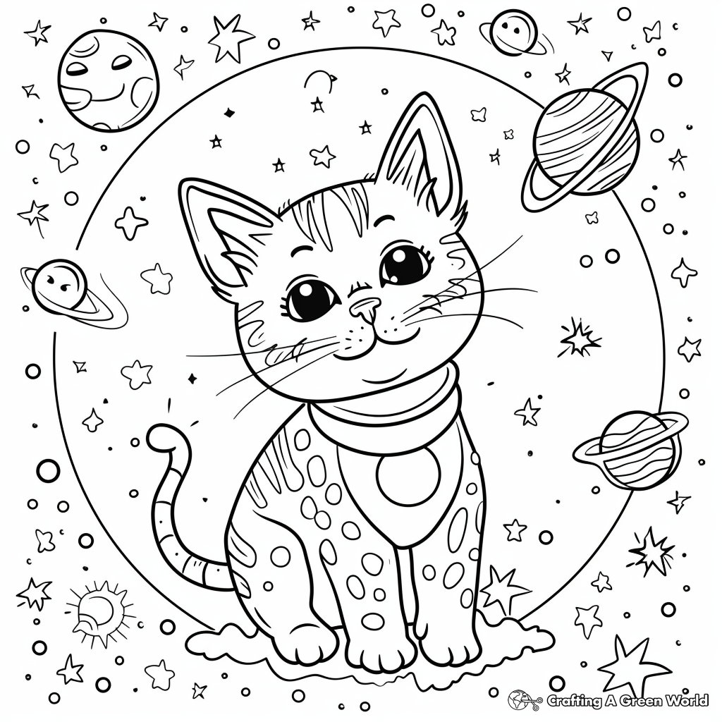 galactic cat coloring page