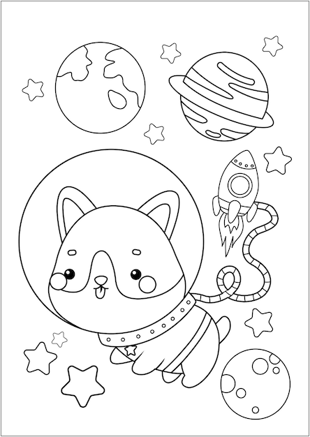 galactic cat coloring page