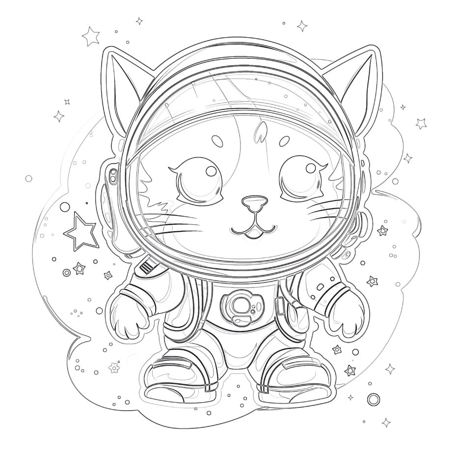 galactic cat coloring page