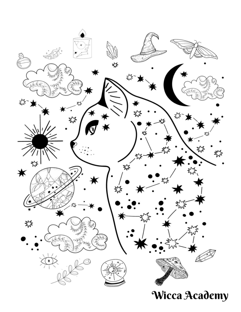 galactic cat coloring page