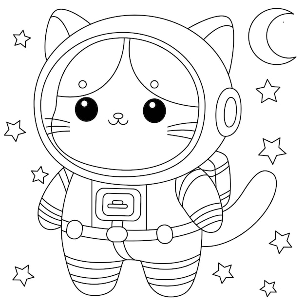 galactic cat coloring page