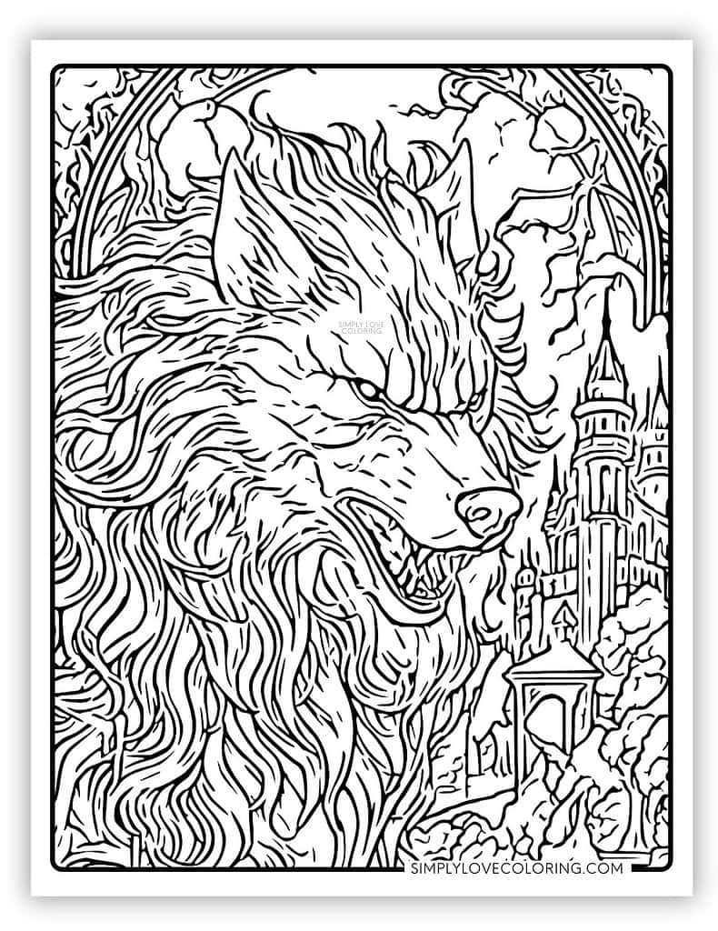 werewolf coloring page