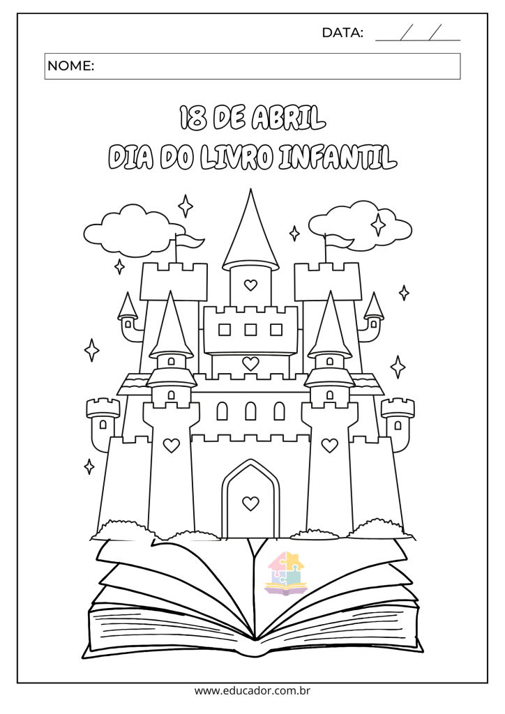 desenho para colorir livro