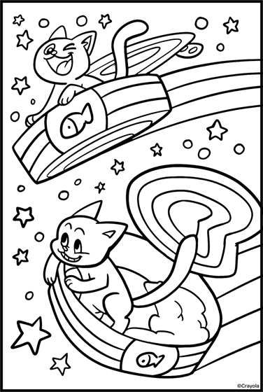 galactic cat coloring page