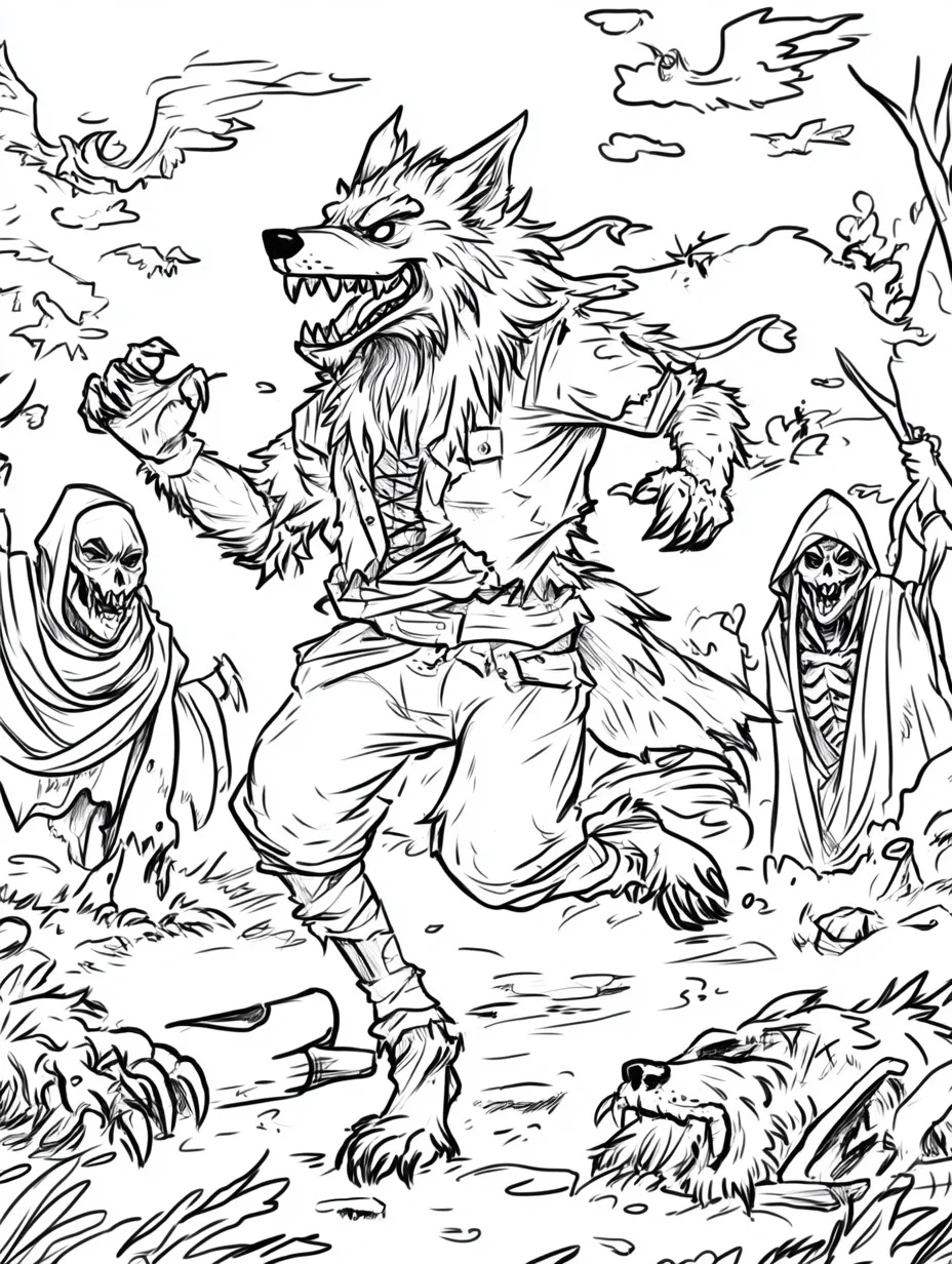 werewolf coloring page