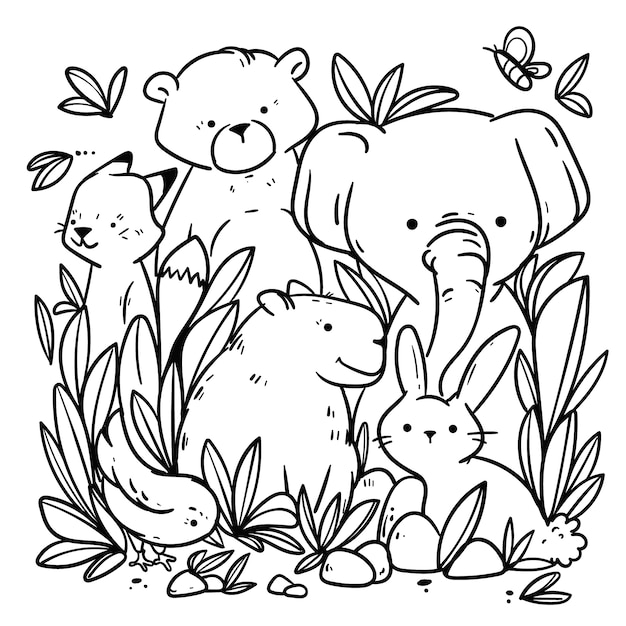 desenho para colorir animais da floresta