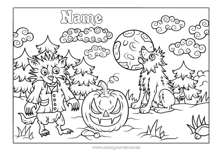 werewolf coloring page
