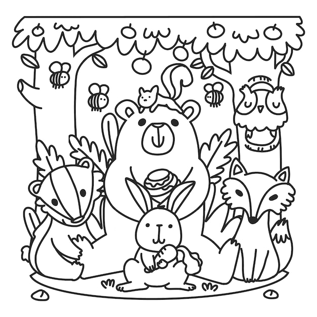 desenho para colorir animais da floresta