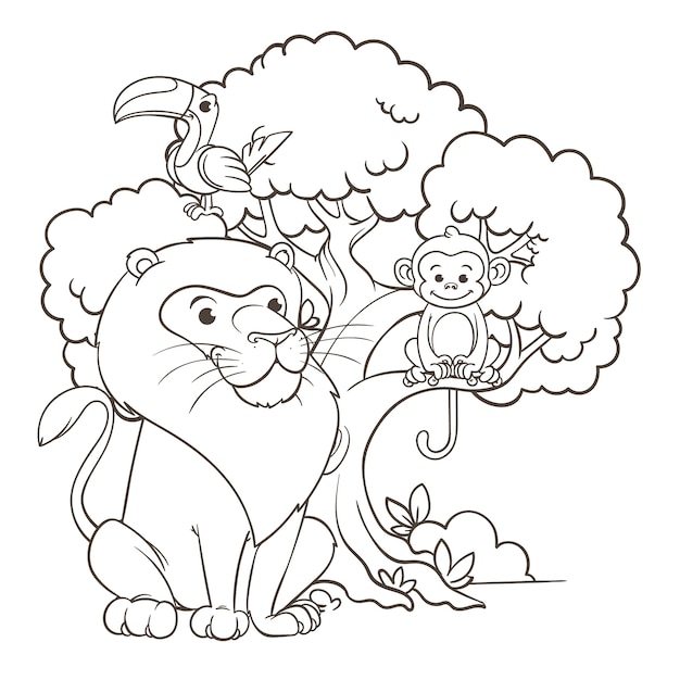 desenho para colorir animais da floresta